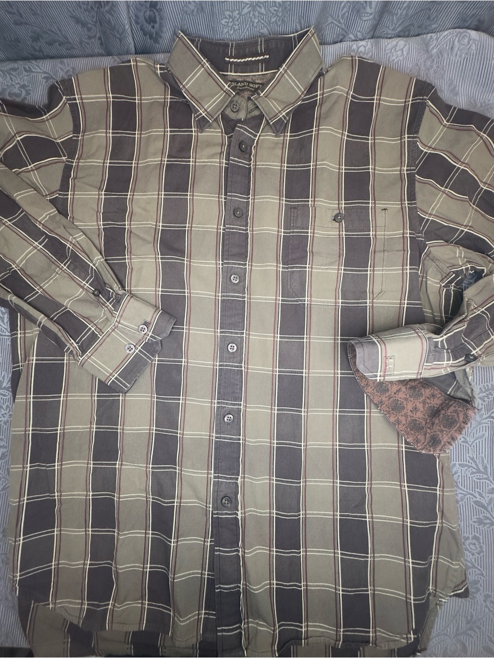 Tommy Bahama Island Soft Brown Plaid Button Up XL 49” Chest